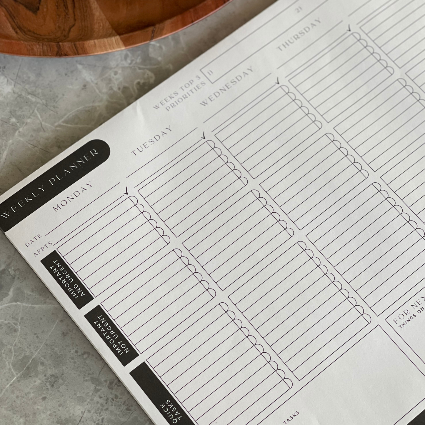 A3 Weekly Desk Planner - Priority Planner